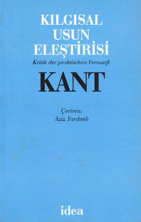 Kılgısal Usun Eleştirisi PDF – Immanuel Kant