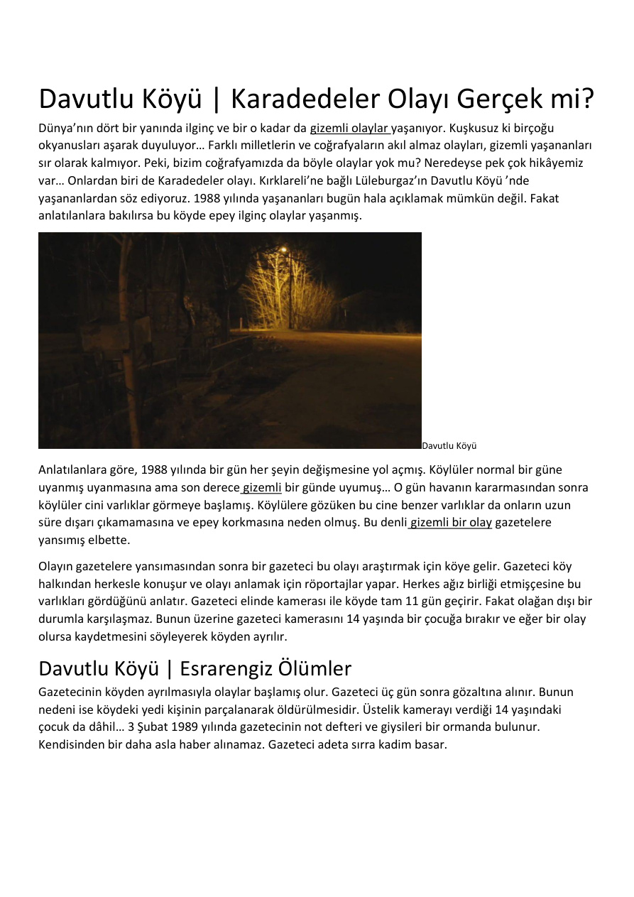 Karadedeler Olayı Gerçek mi? PDF – Bilinmiyor (Araştırma/İnceleme)