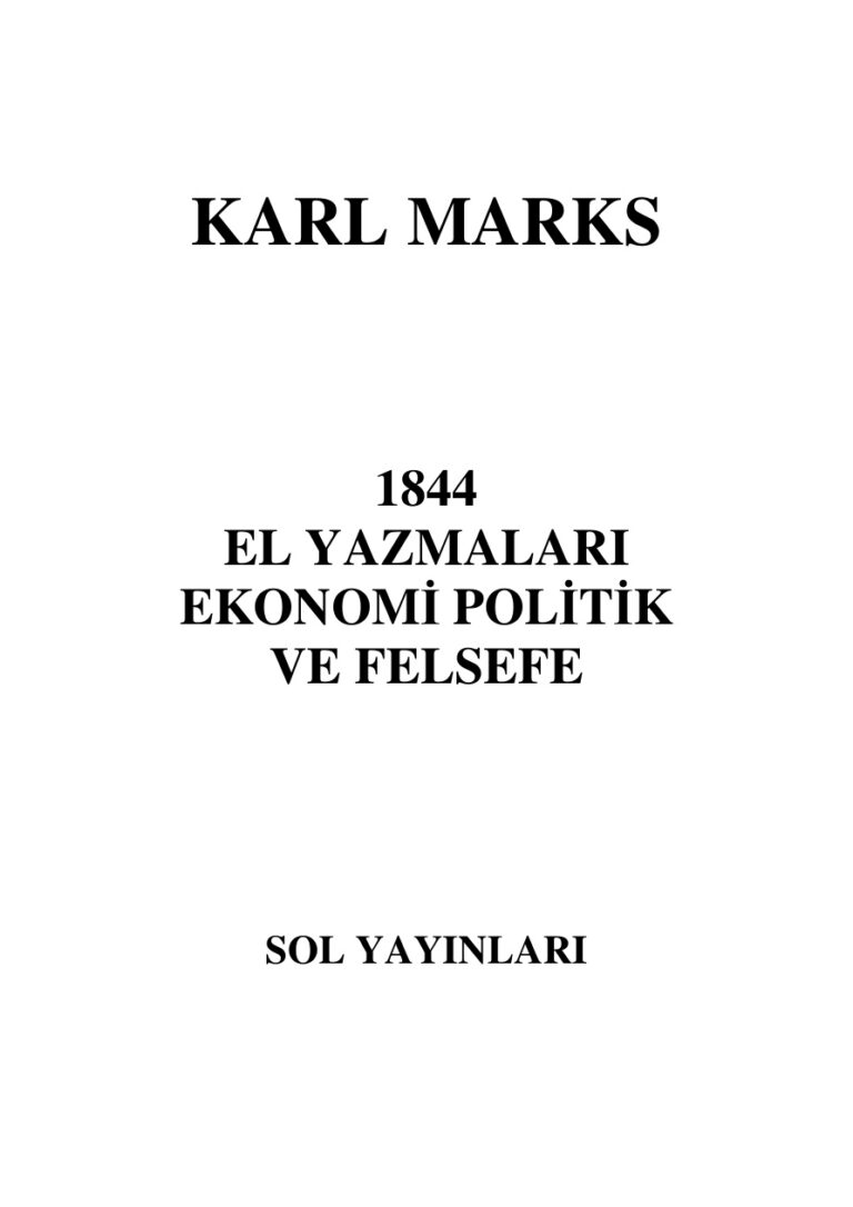 Karl Marx 1844 Elyazmaları Kitap Kapağı