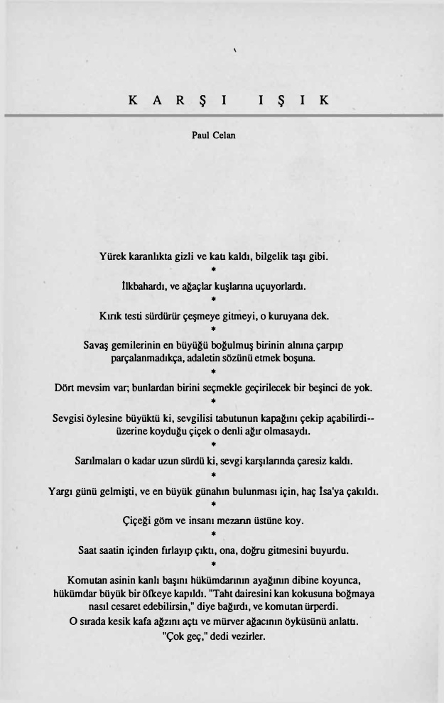 Karşı Işık PDF – Paul Celan (Çev: Oruç Aruoba)