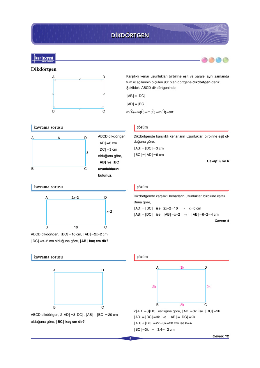 Kartezyen Eğitim Yayınları Dikdörtgen ve Kare PDF – Kartezyen Eğitim Komisyon