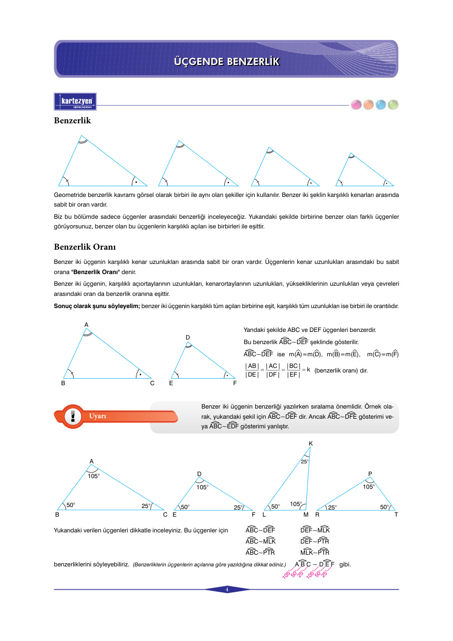Kartezyen Eğitim Yayınları Üçgende Eşlik ve Benzerlik PDF – Kartezyen Eğitim Komisyon