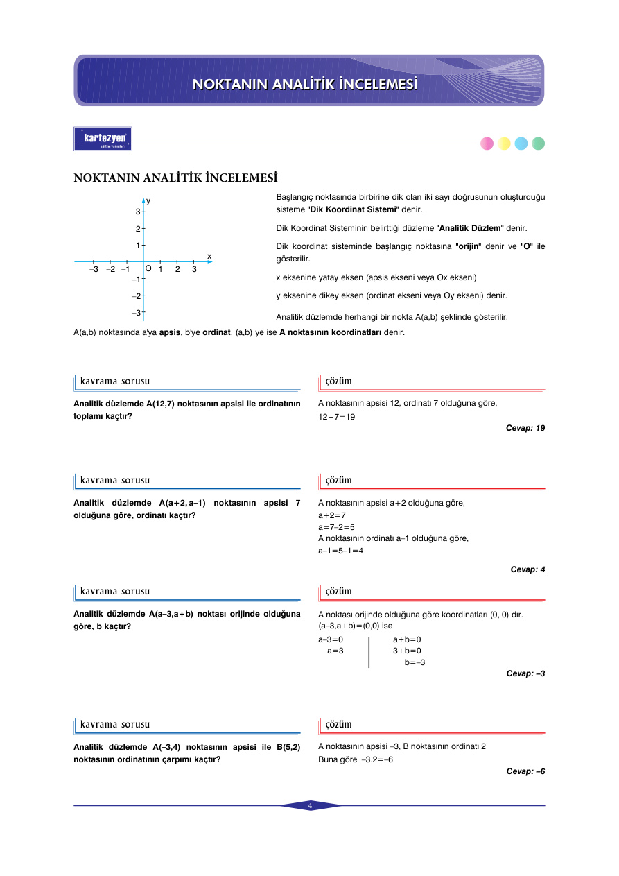 Kartezyen Eğitim Yayınları Nokta ve Doğru Analitiği PDF – Kartezyen Eğitim Komisyon