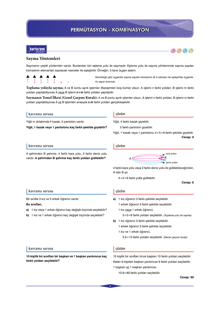 Kartezyen Eğitim Yayınları Permütasyon ve Kombinasyon PDF – Kartezyen Eğitim Komisyon