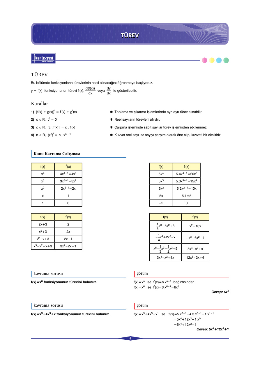 Kartezyen Eğitim Yayınları Türev PDF – Kartezyen Eğitim Komisyon