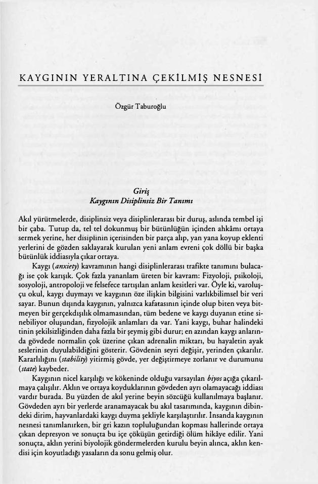 Kaygının Yeraltına Çekilmiş Nesnesi PDF – Özgür Taburoğlu