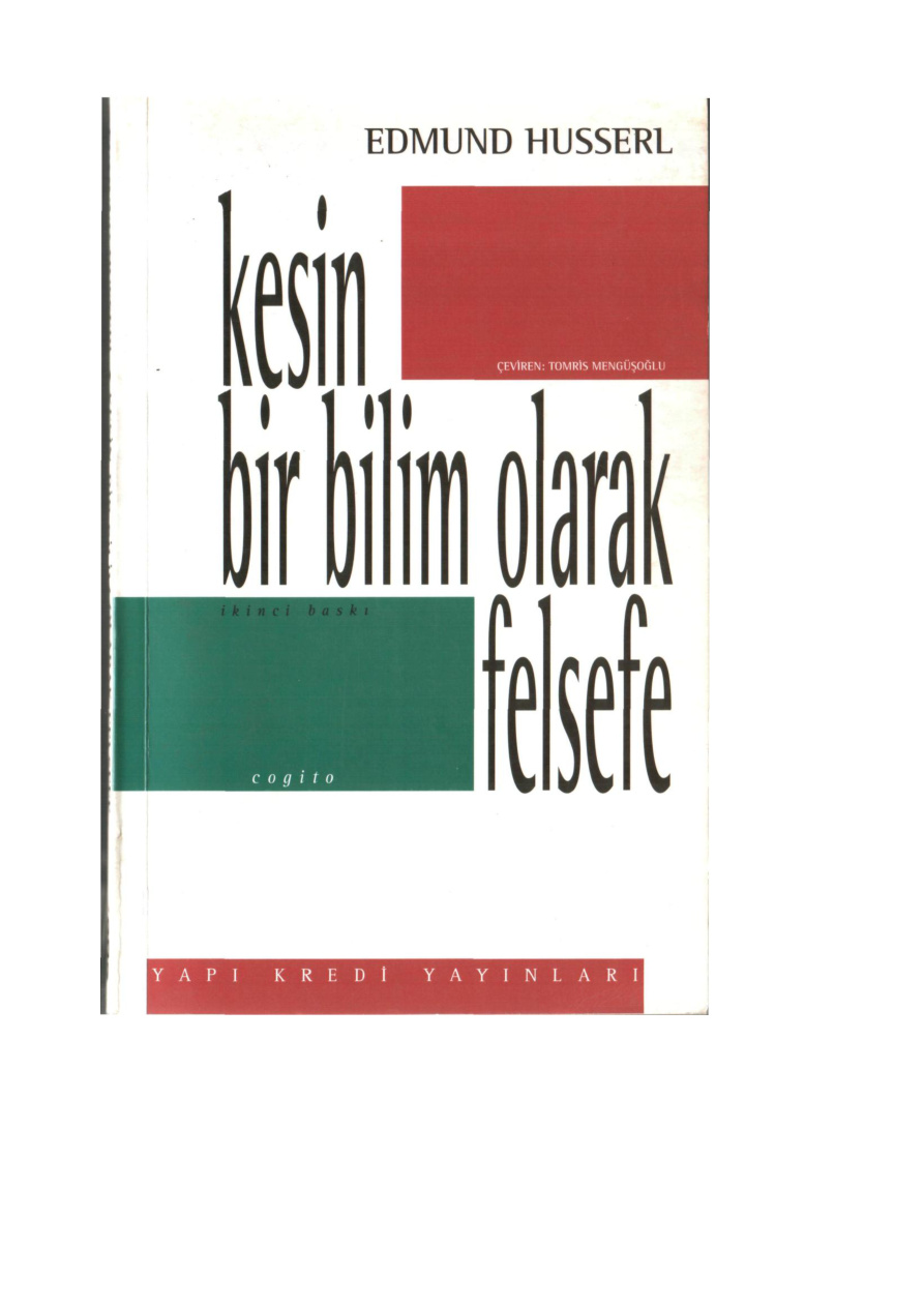 Kesin Bir Bilim Olarak Felsefe PDF – Edmund Husserl