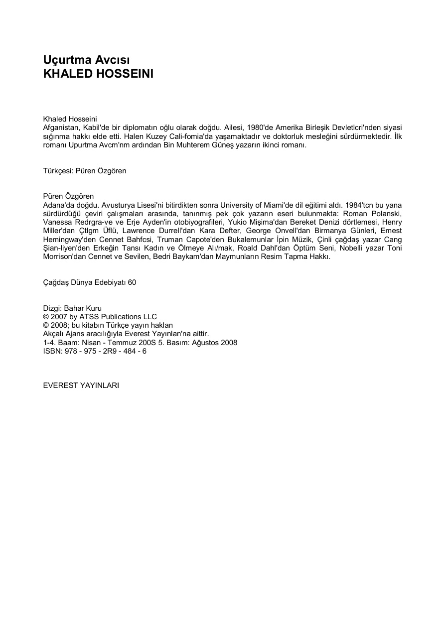 Uçurtma Avcısı PDF – Khaled Hosseini
