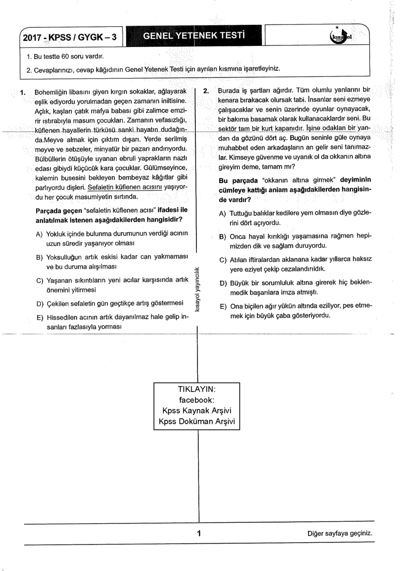Kısayol 2017 TG-3: Genel Kültür Genel Yetenek PDF – Kısayol Komisyon