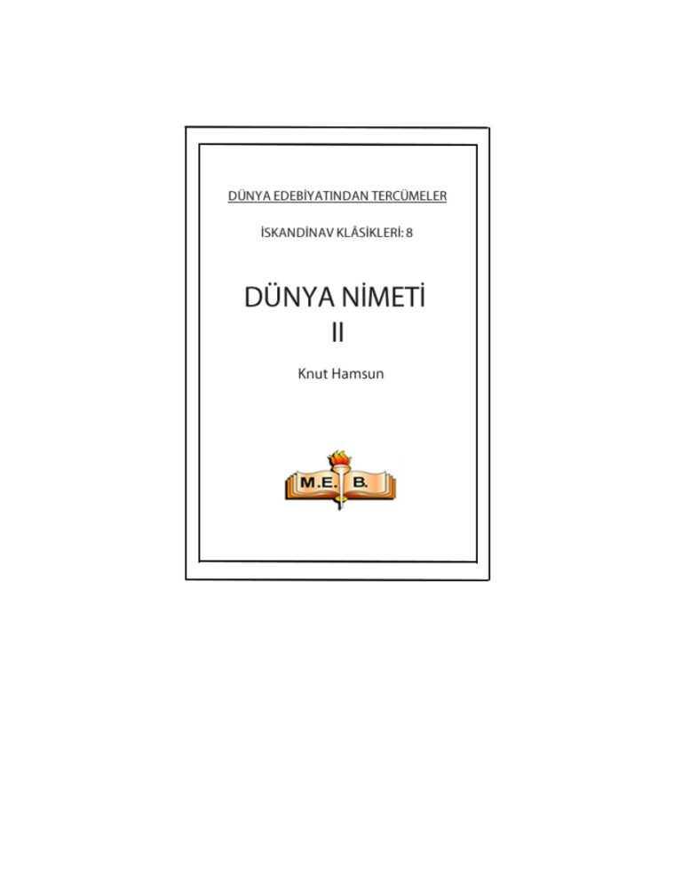 Knut Hamsun Dünya Nimeti 2 Kitap Kapağı