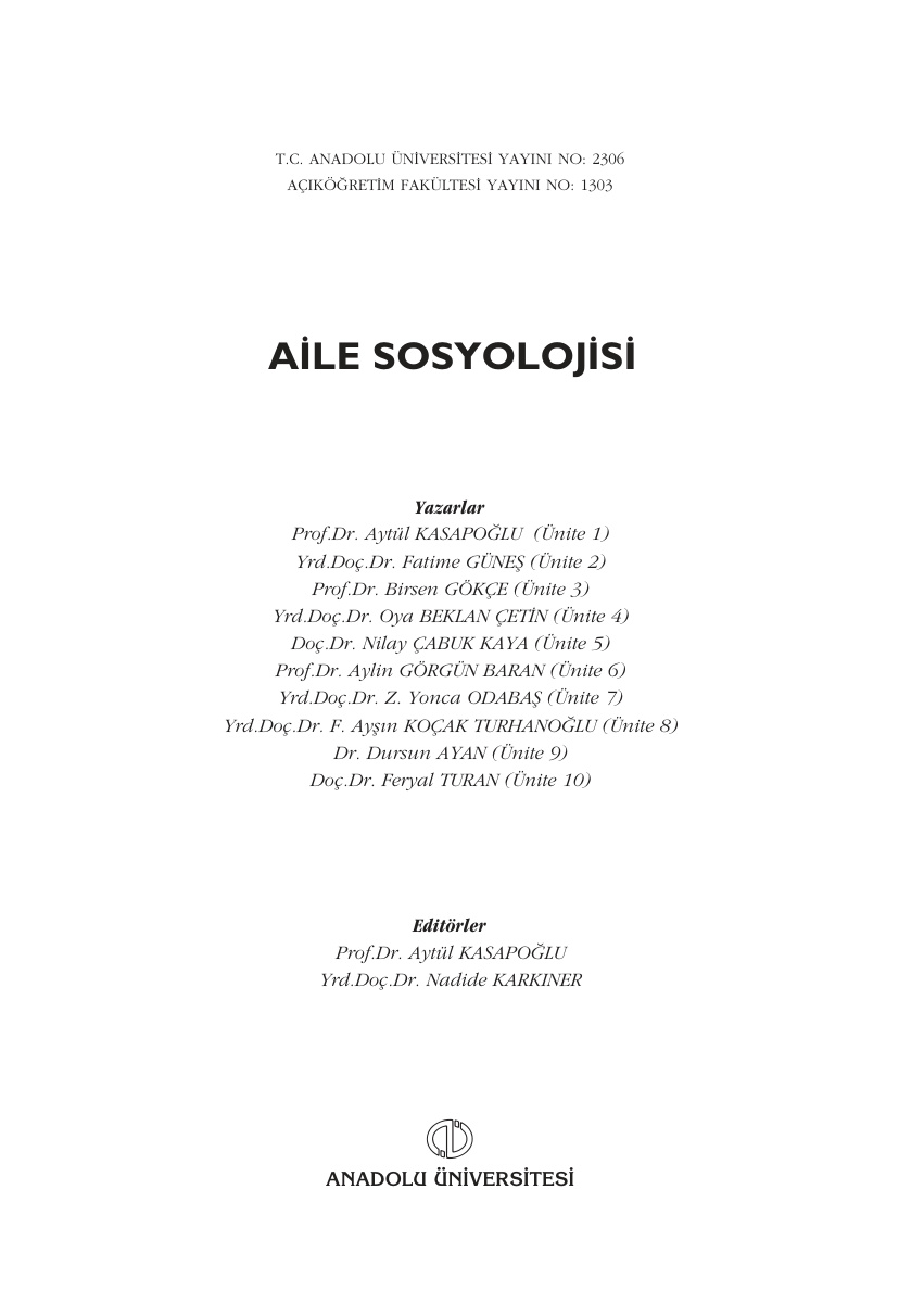 Aile Sosyolojisi PDF – Kolektif
