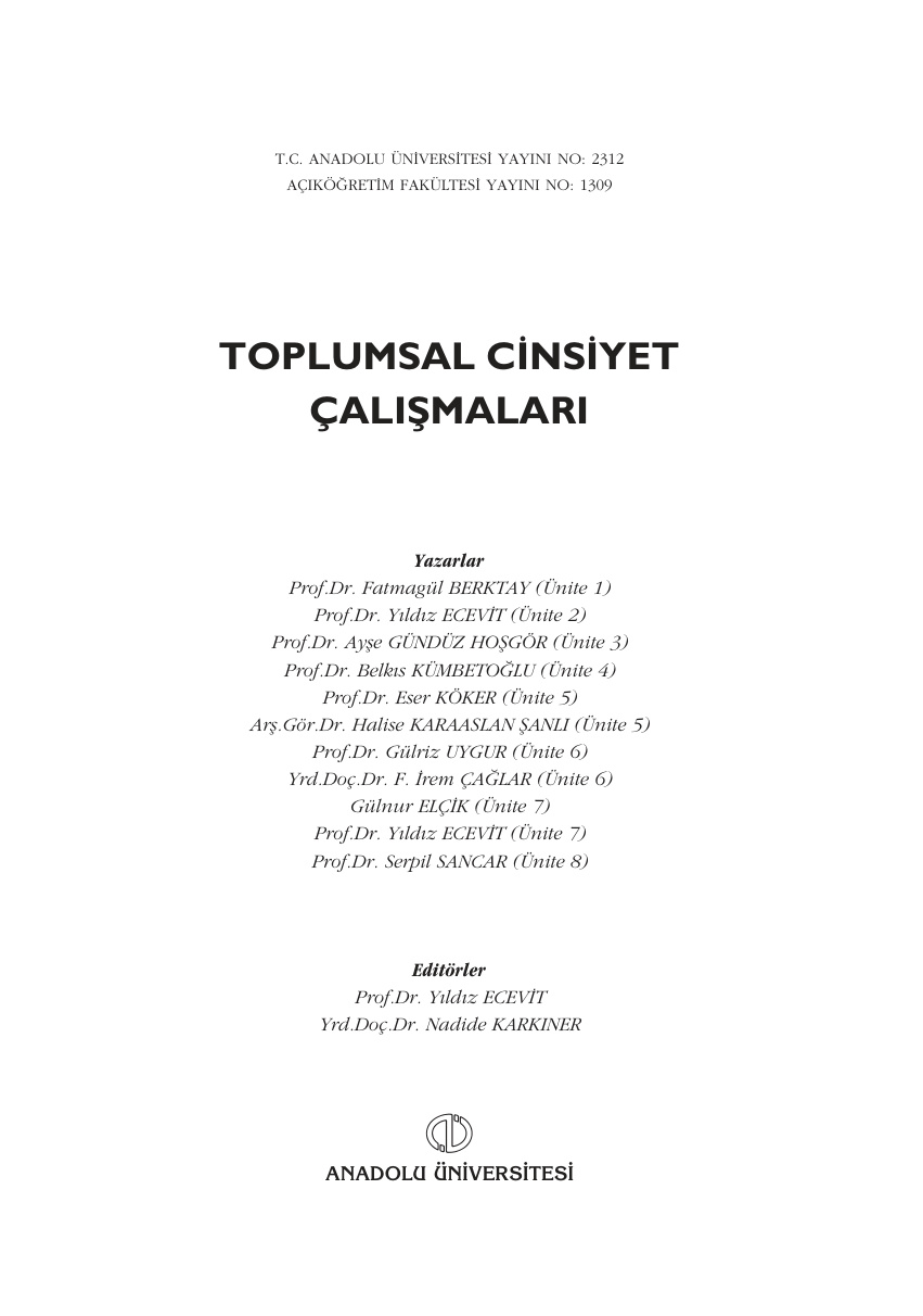 Toplumsal Cinsiyet Çalışmaları PDF – Kolektif