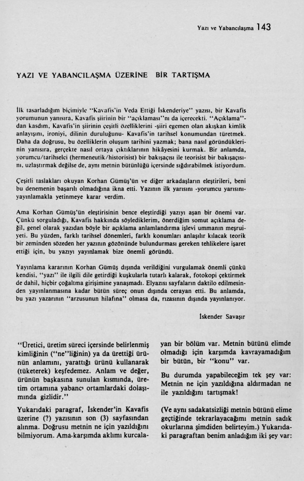 Yazı ve Yabancılaşma Üzerine Bir Tartışma PDF – Korhan Gümüş
