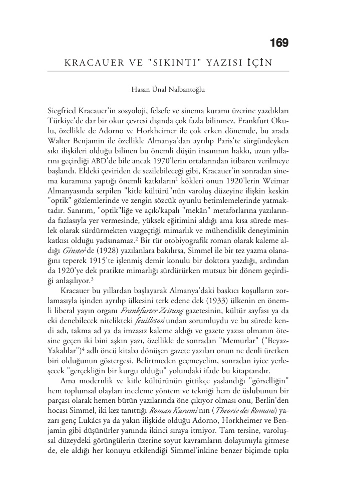 Kracauer ve Sıkıntı PDF – Kolektif / Eleştiri