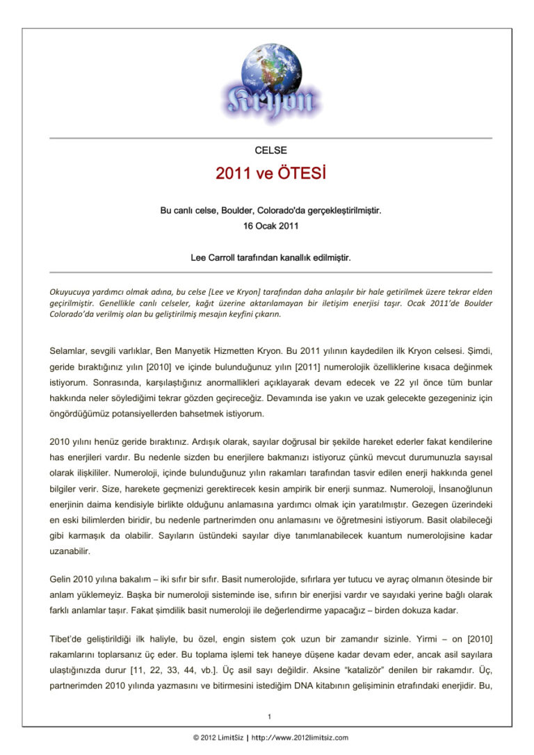 Kryon Celse 2011 ve Ötesi Kitap Kapağı