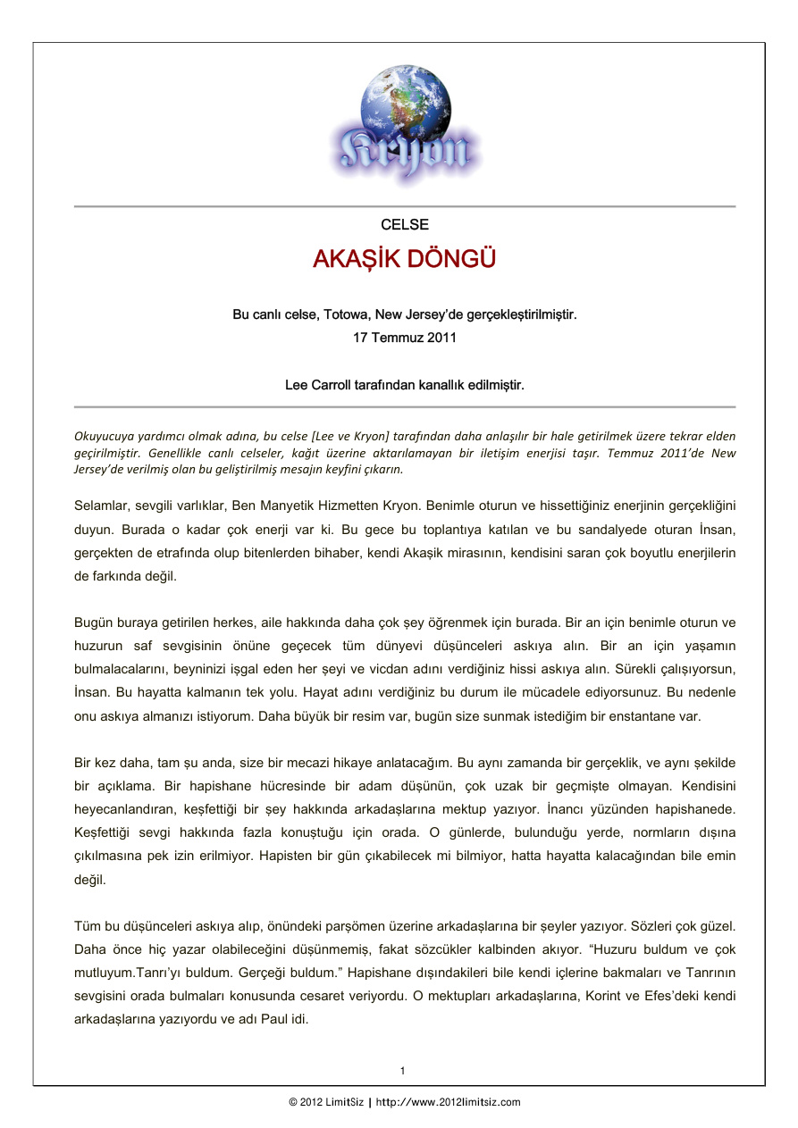 Akaşik Döngü PDF – Lee Carroll / Kryon