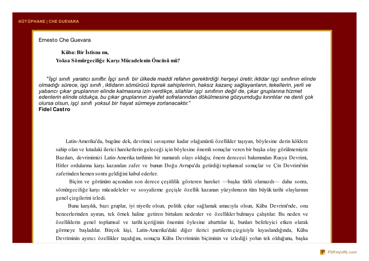 Küba: Bir İstisna mı Yoksa Öncü mü? PDF – Kolektif / Araştırma