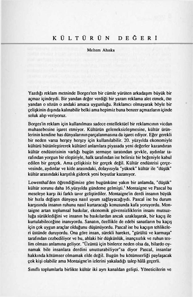Kültürün Değeri PDF – Meltem Ahıska