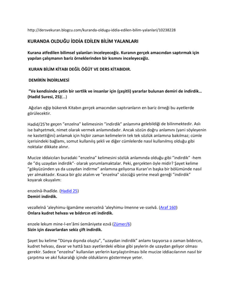 Kuranda Olduğu İddia Edilen Bilim Yalanları Kitap Kapağı