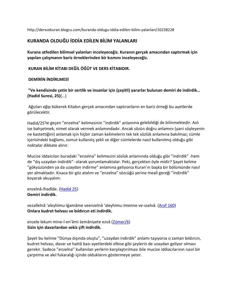 Kur’an’da Olduğu İddia Edilen Bilim Yalanları PDF – Kolektif / Eleştiri