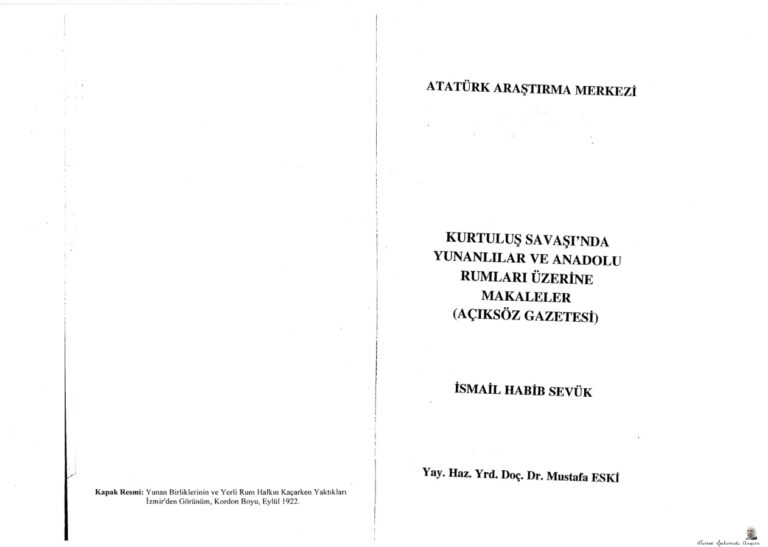 Kurtuluş Savaşında Yunanlılar Ve Anadolu Rumları Üzerine Kısa Yazılar Kitap Kapağı