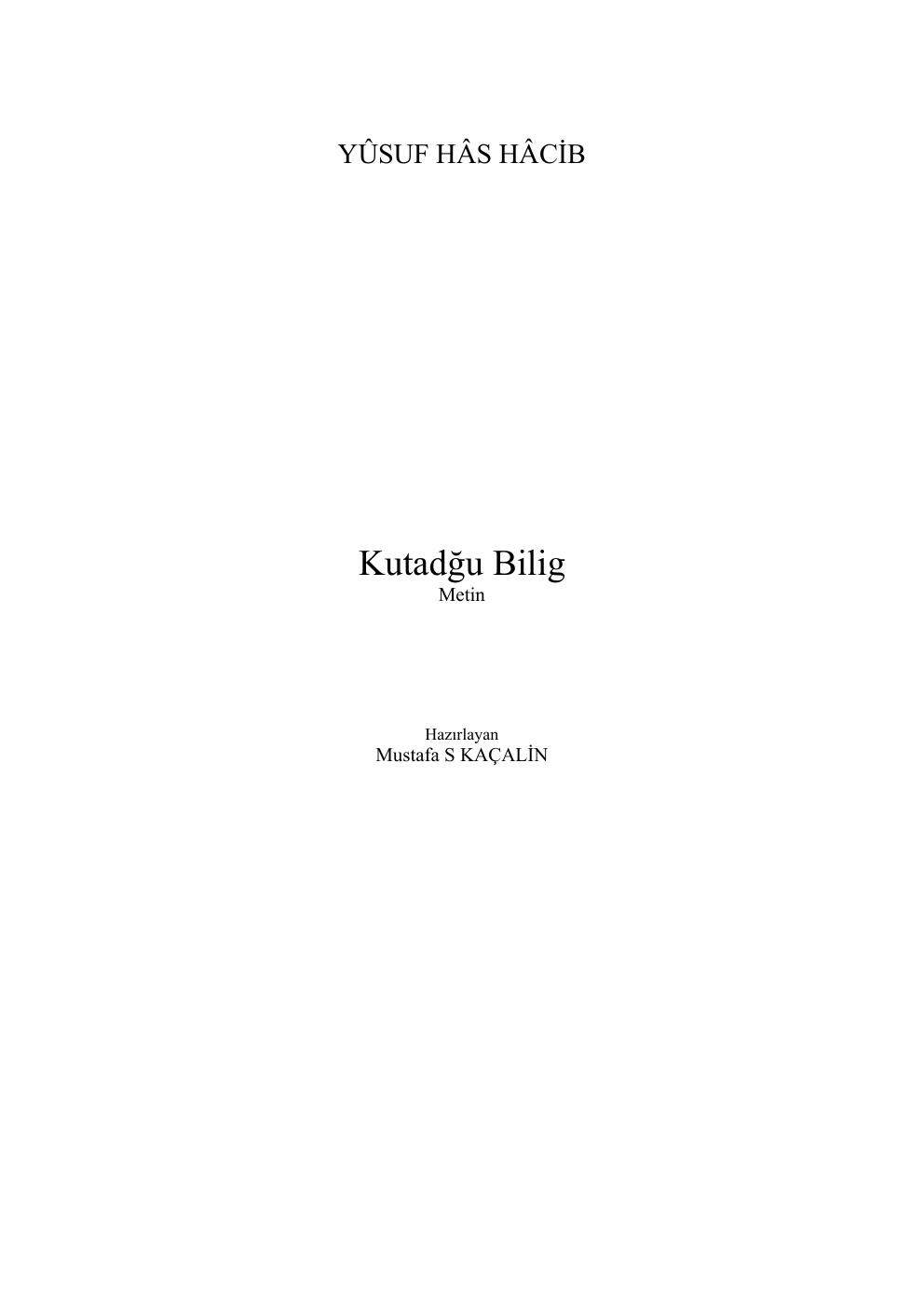 Kutadgu Bilig PDF – Yusuf Has Hacib