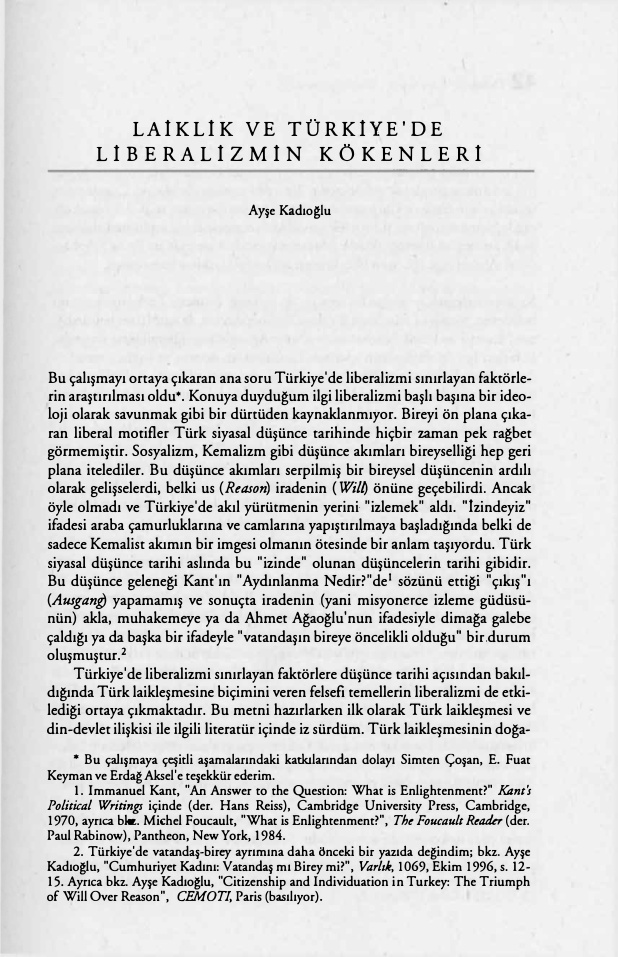 Laiklik ve Türkiye’de Liberalizmin Kökenleri PDF – Kolektif / Araştırma