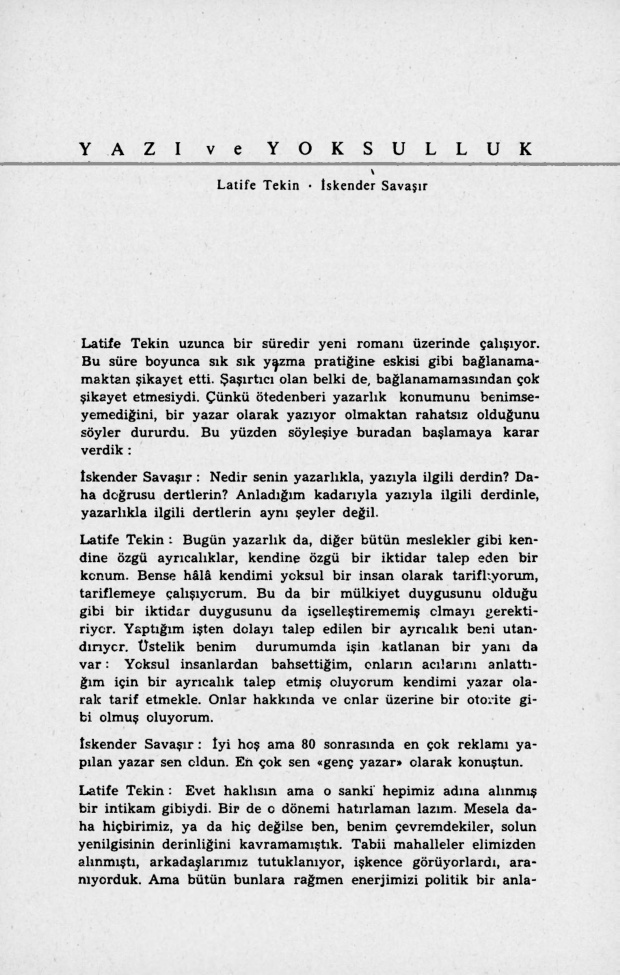 Yazı ve Yoksulluk PDF – Latife Tekin & İskender Savaşır