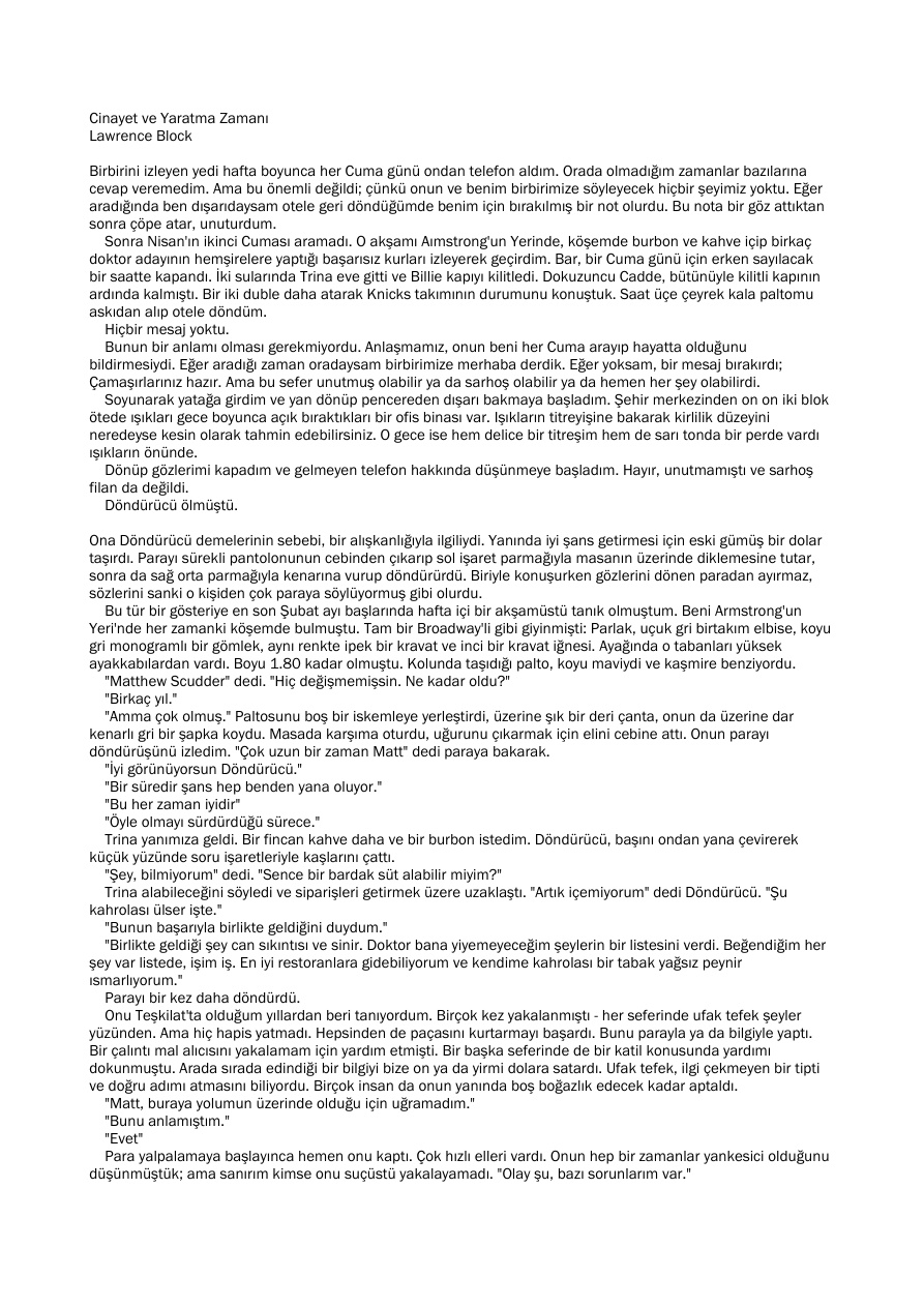 Cinayet ve Yaratma Zamanı PDF – Lawrence Block