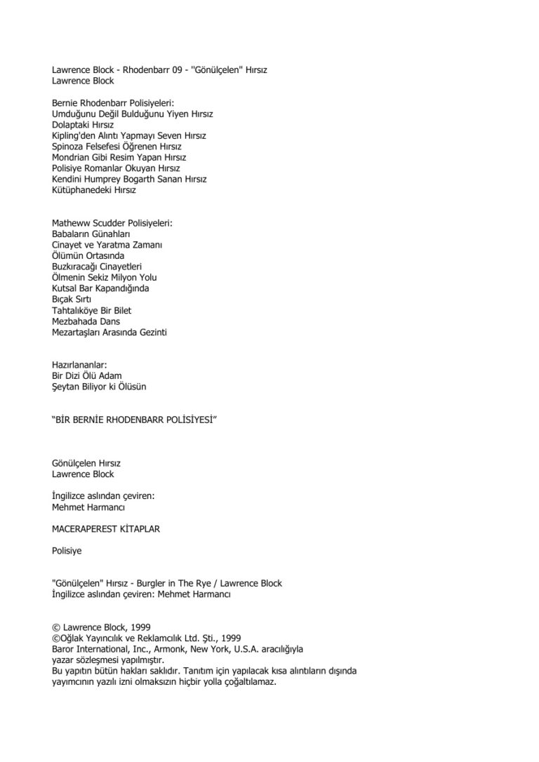 Lawrence Block Gonulcelen Hirsiz Kitap Kapağı
