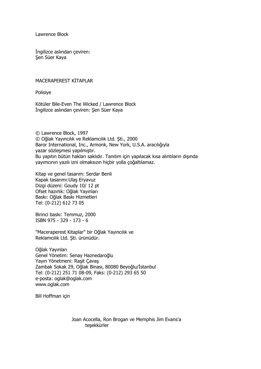 Kötüler Bile PDF – Lawrence Block