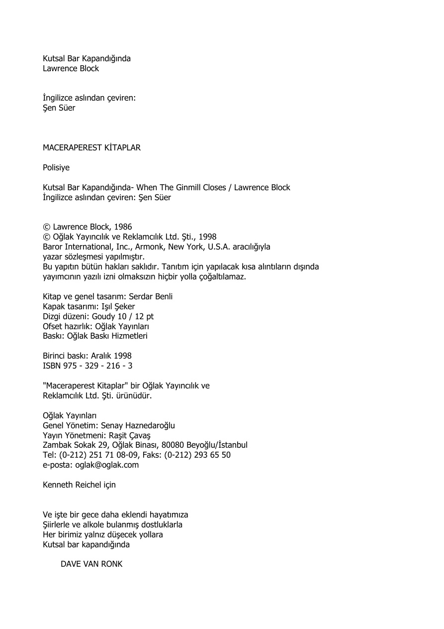 Kutsal Bar Kapandığında PDF – Lawrence Block