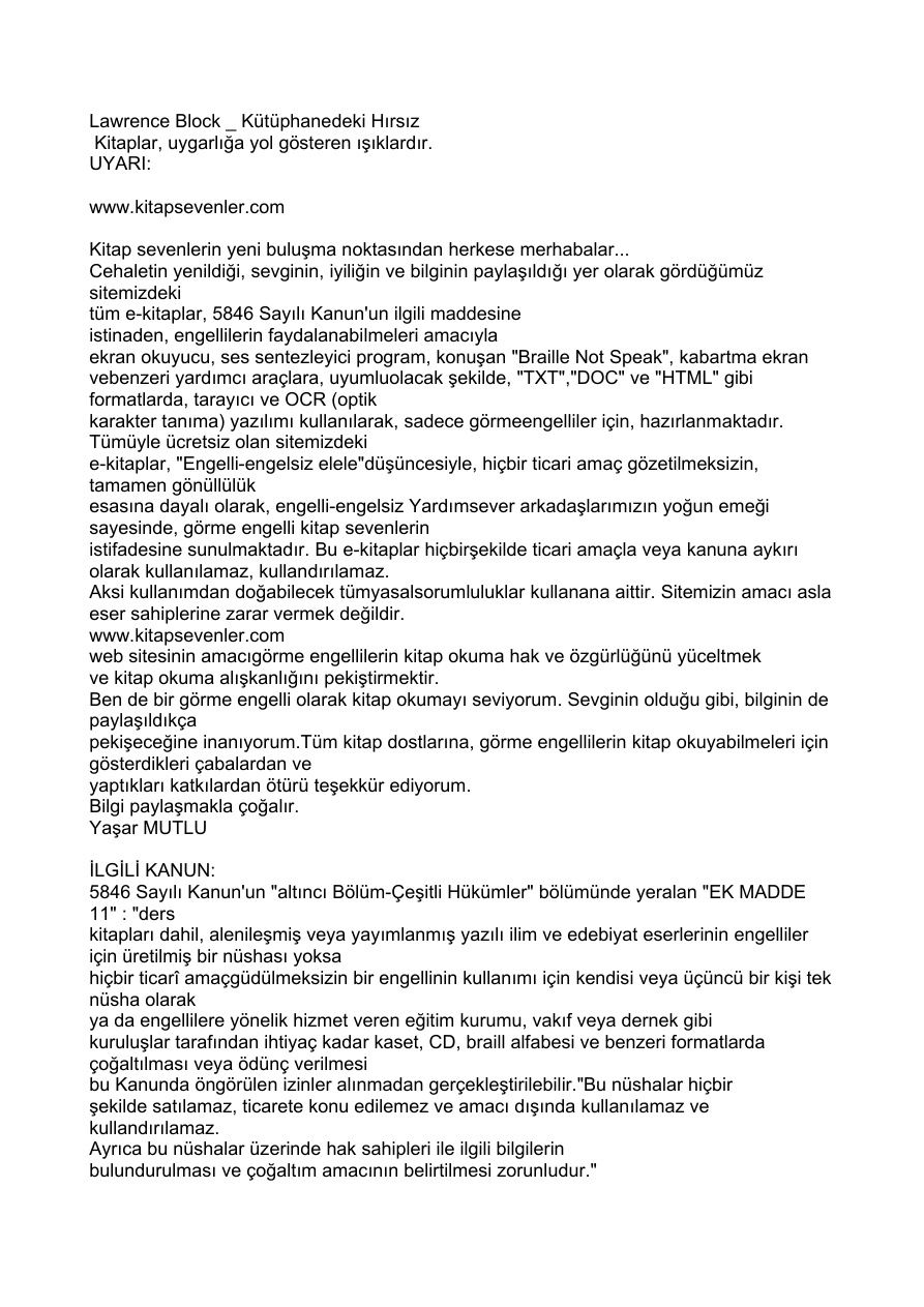Kütüphanedeki Hırsız PDF – Lawrence Block