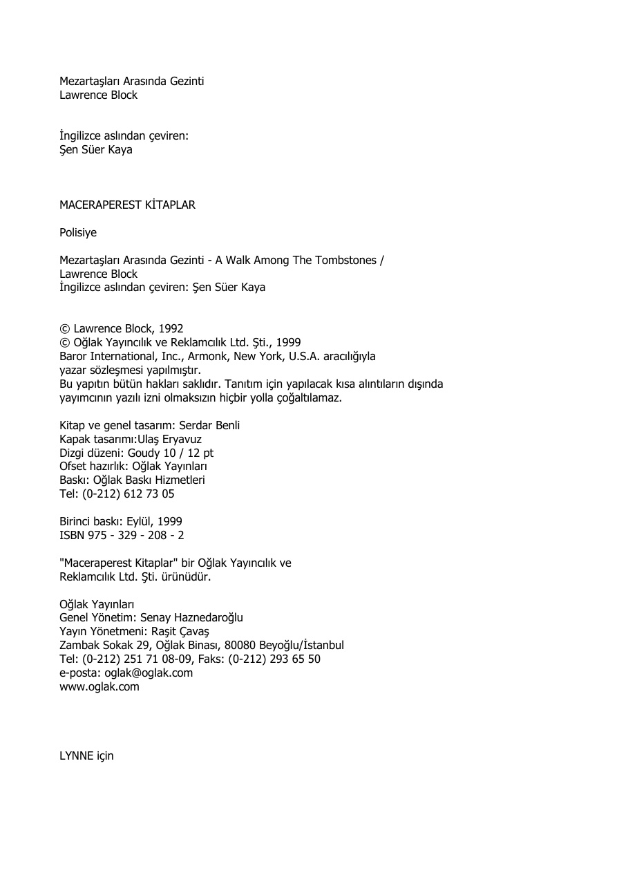 Mezartaşları Arasında Gezinti PDF – Lawrence Block
