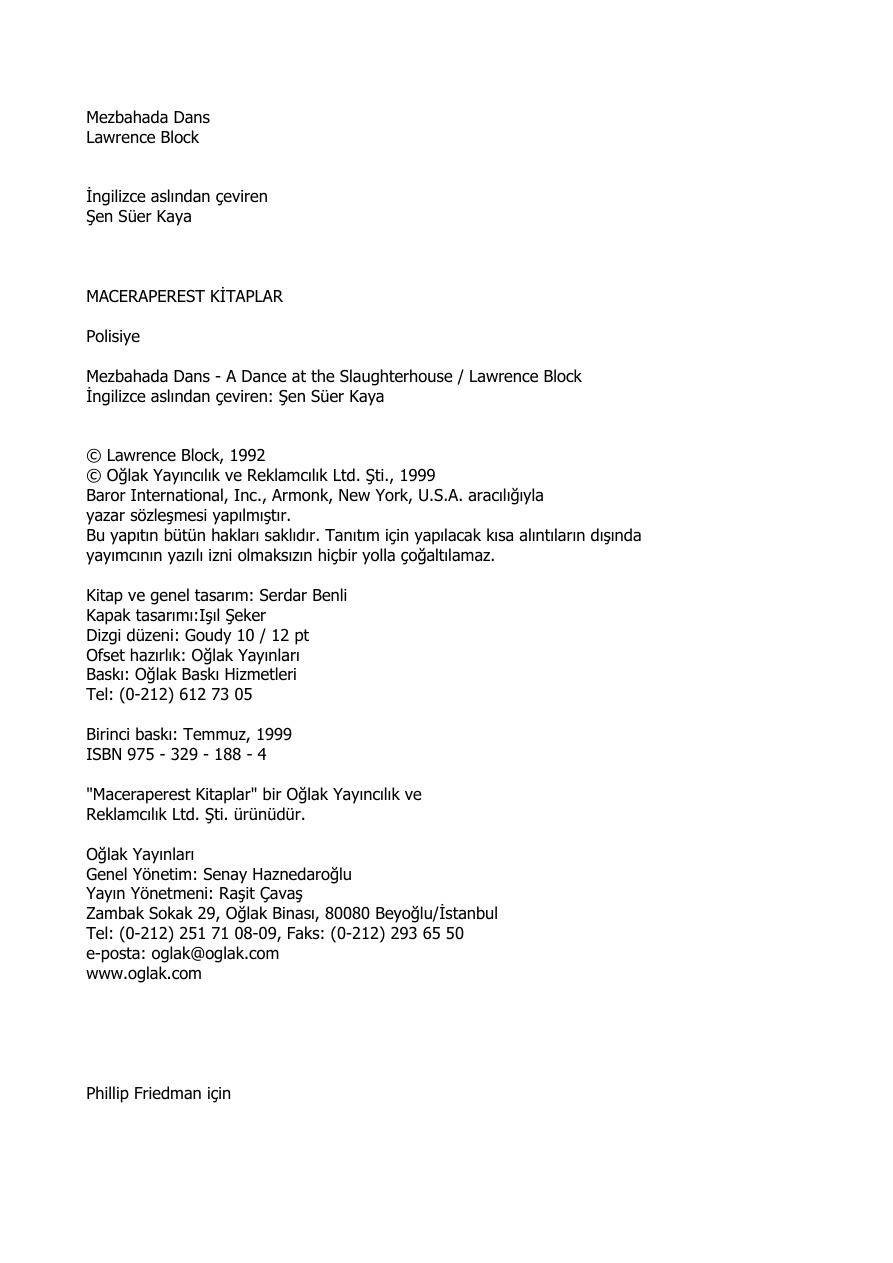 Mezbahada Dans PDF – Lawrence Block