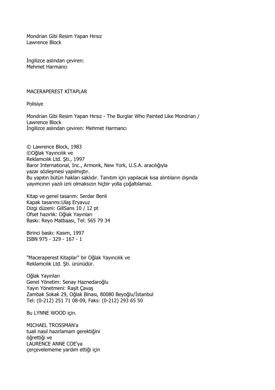 Mondrian Gibi Resim Yapan Hırsız PDF – Lawrence Block