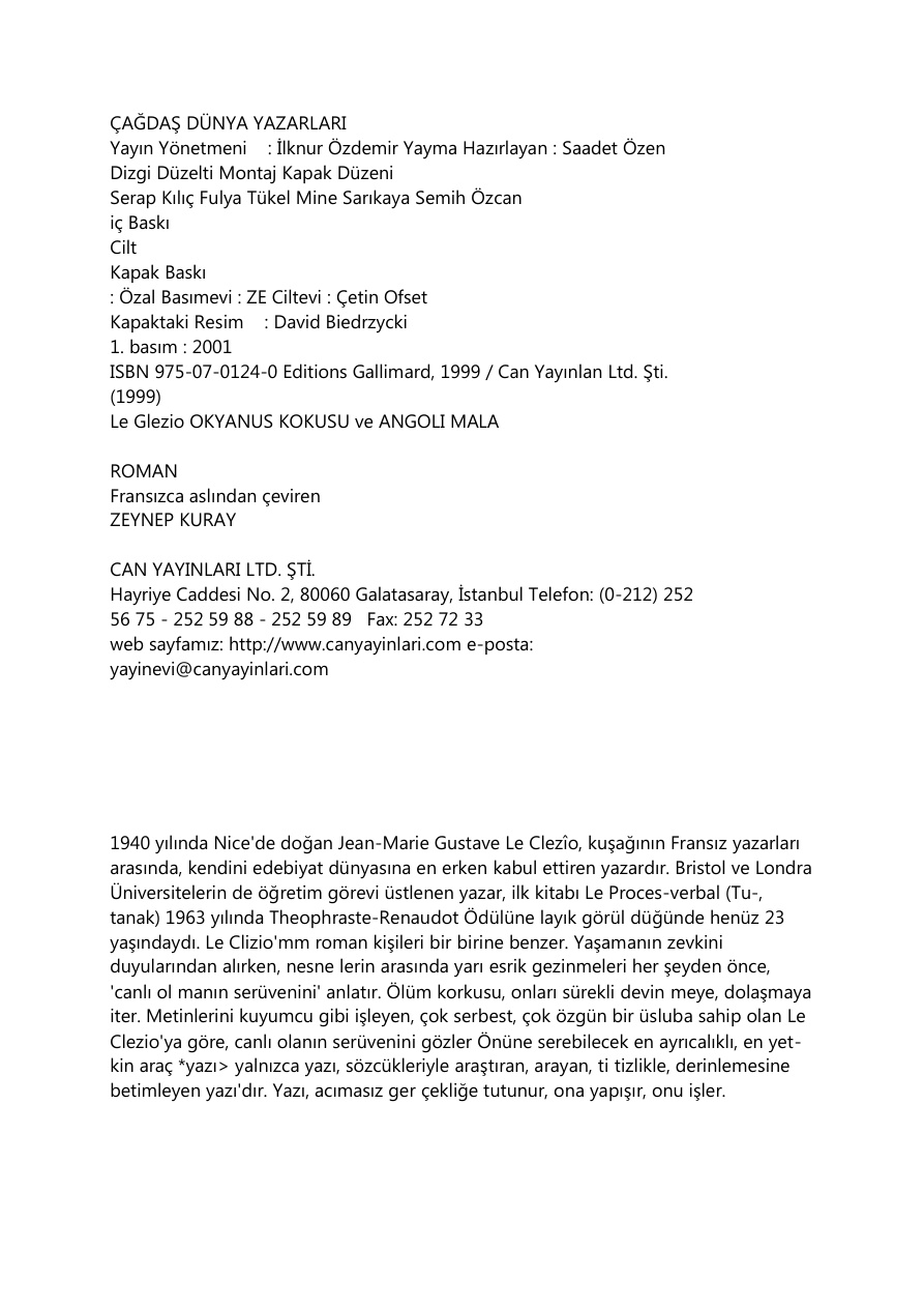 Okyanus Kokusu PDF – J. M. G. Le Clézio