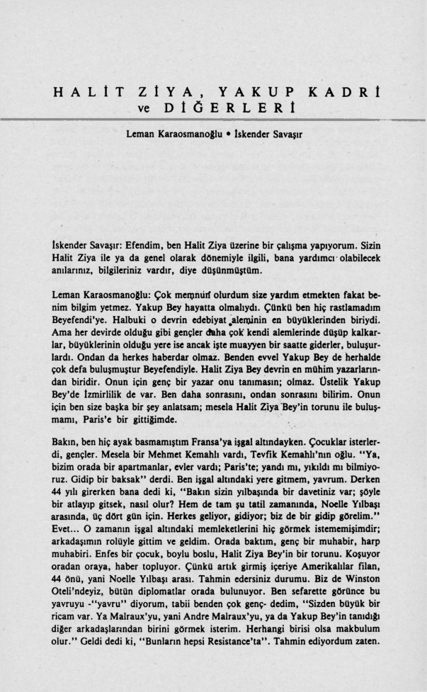 Halit Ziya, Yakup Kadri ve Diğerleri PDF – Leman Karaosmanoğlu & İskender Savaşır