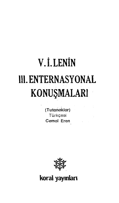 III. Enternasyonal Konuşmaları PDF – Vladimir İlyiç Lenin