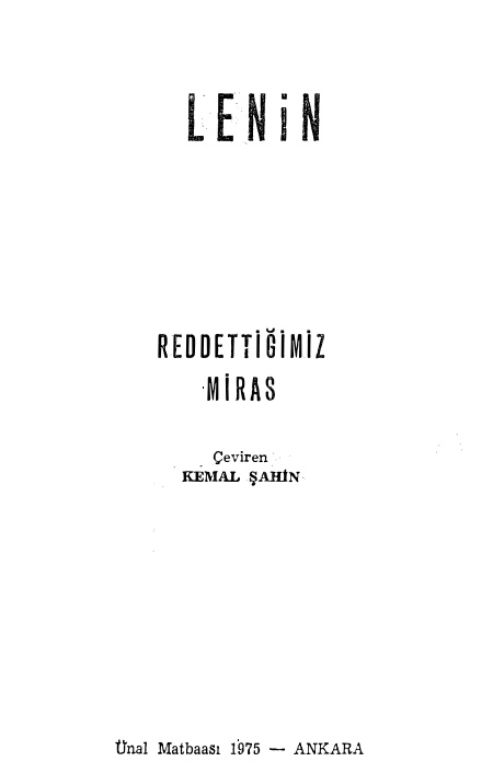 Reddettiğimiz Miras PDF – Vladimir İlyiç Lenin