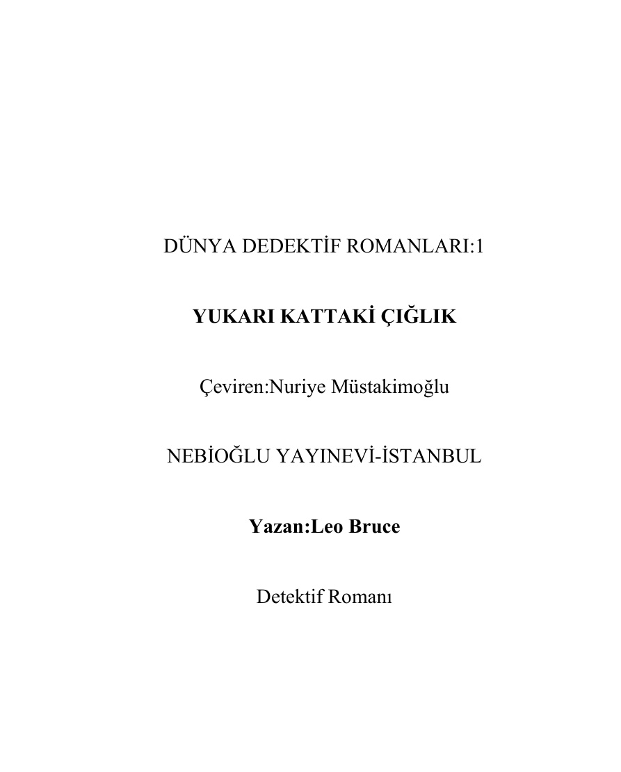 Yukarı Kattaki Çığlık PDF – Leo Bruce
