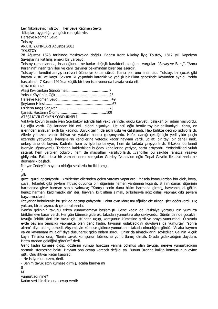 Her Şeye Rağmen Sevgi PDF – Lev Nikolayeviç Tolstoy