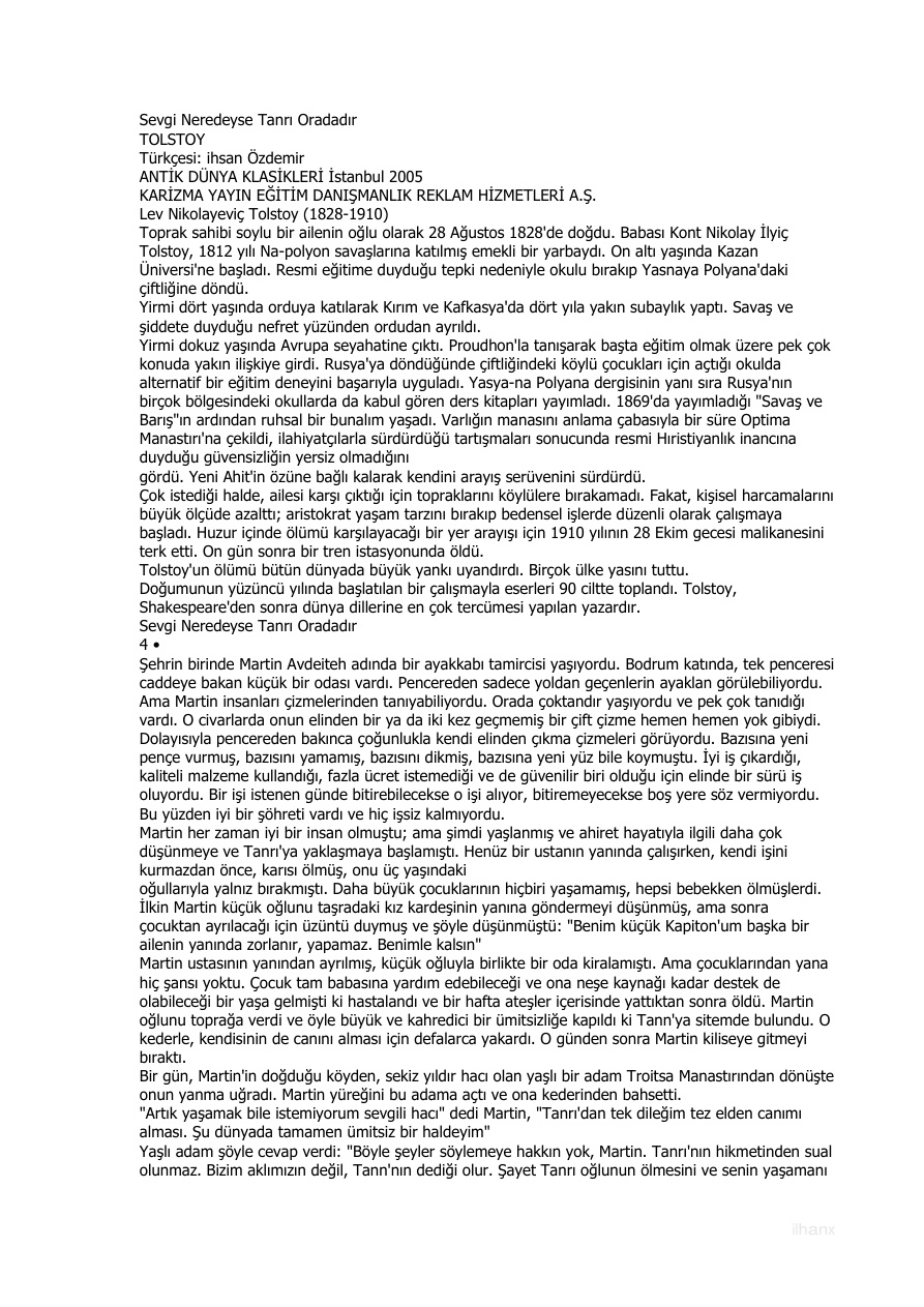 Sevgi Neredeyse Tanrı Oradadır PDF – Lev Nikolayeviç Tolstoy