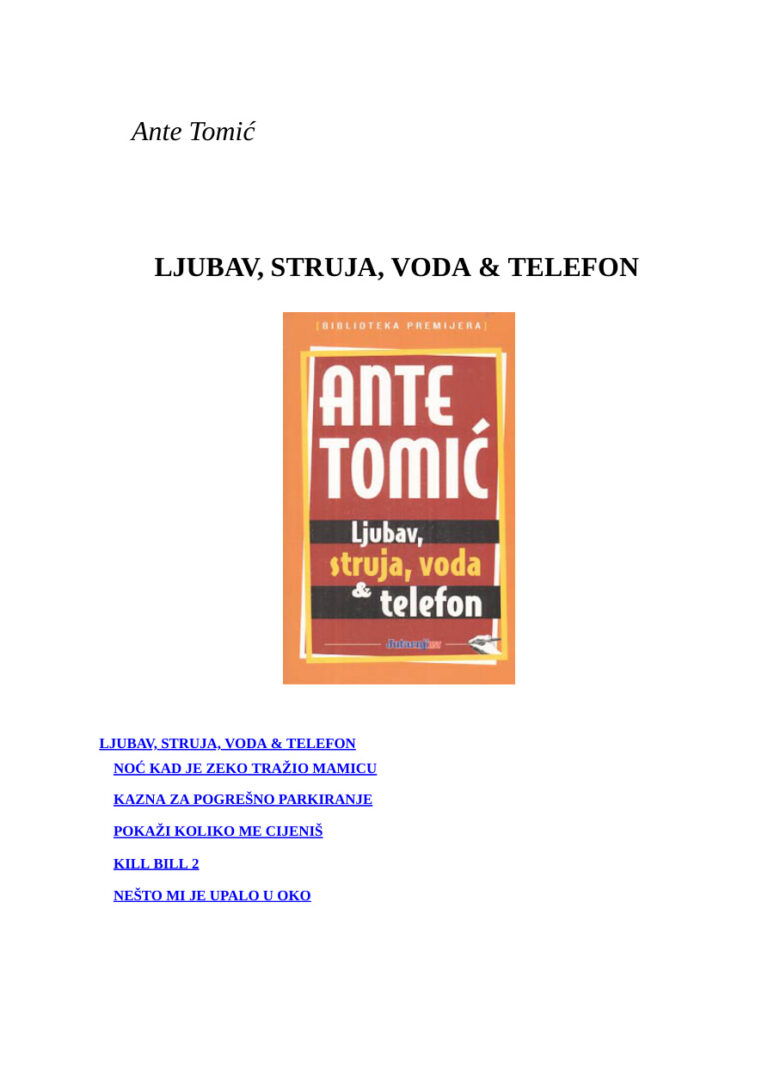 Ljubav struja voda n telefon Croatian Edition Tomic Ante Kitap Kapağı