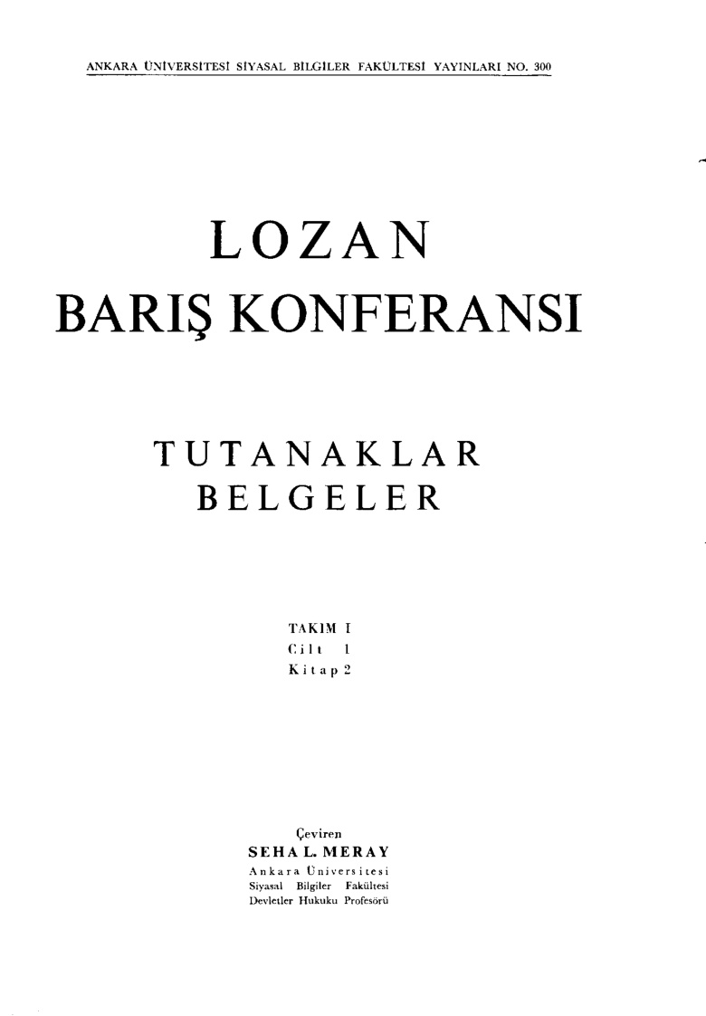 Lozan Barış Konferansı Tutanakları PDF – Kolektif