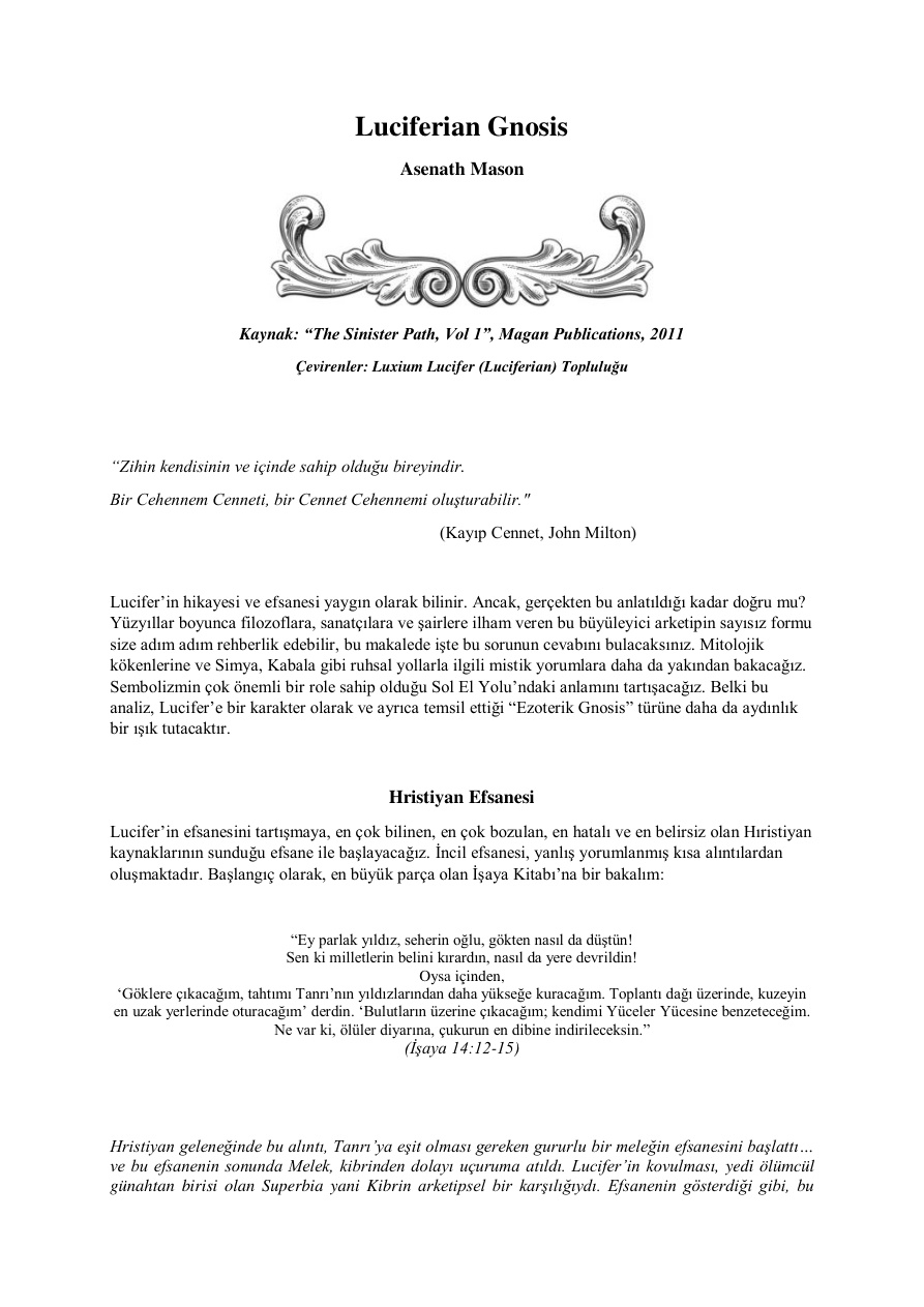 Luciferian Gnosis PDF – Kolektif