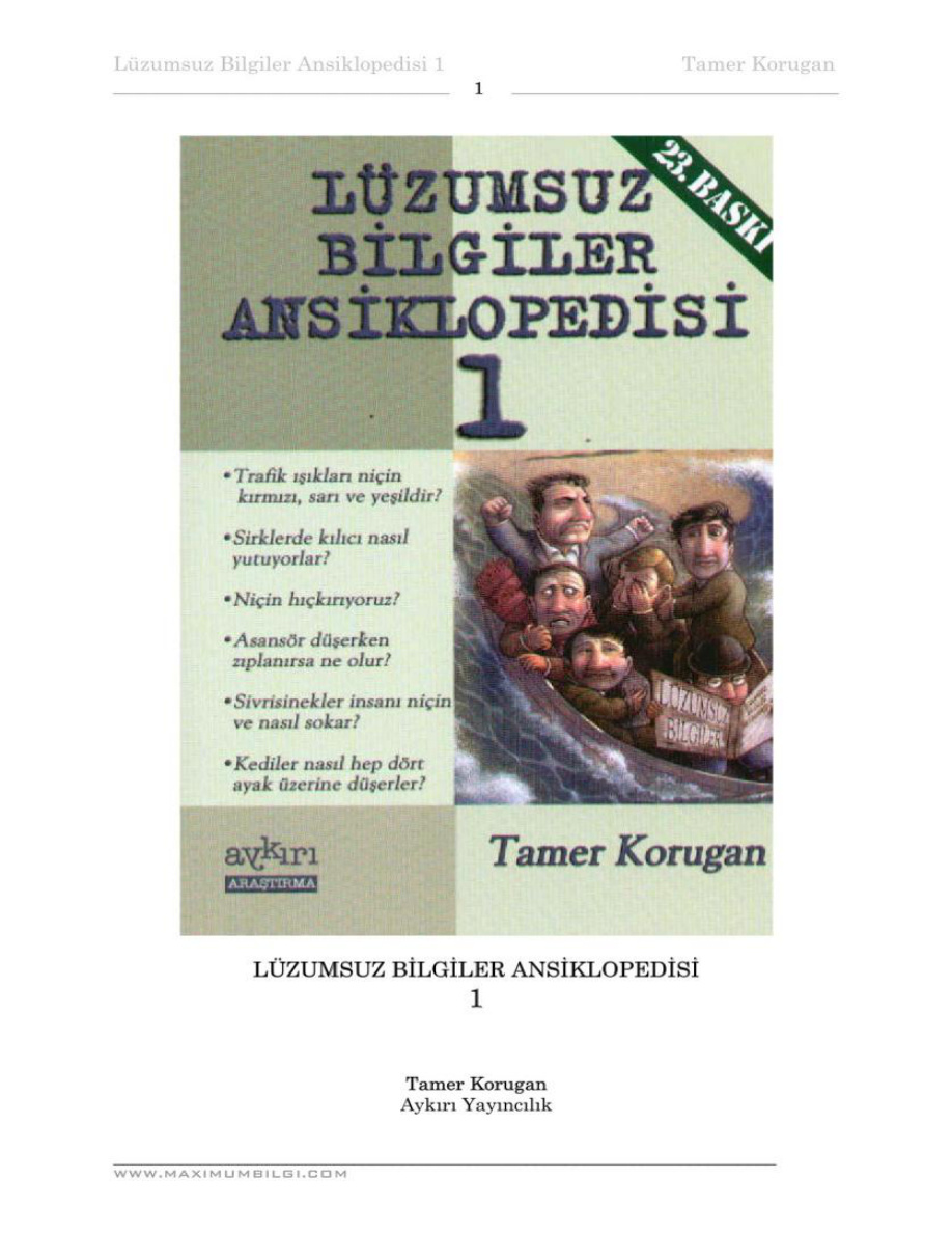 Lüzumsuz Bilgiler Ansiklopedisi I PDF – Bilinmiyor
