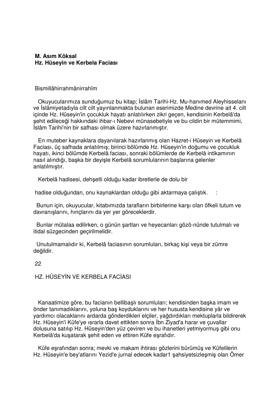 Kerbela Faciası PDF – M. Asım Köksal