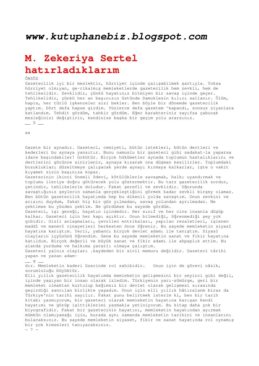 Hatırladıklarım PDF – M. Zekeriya Sertel