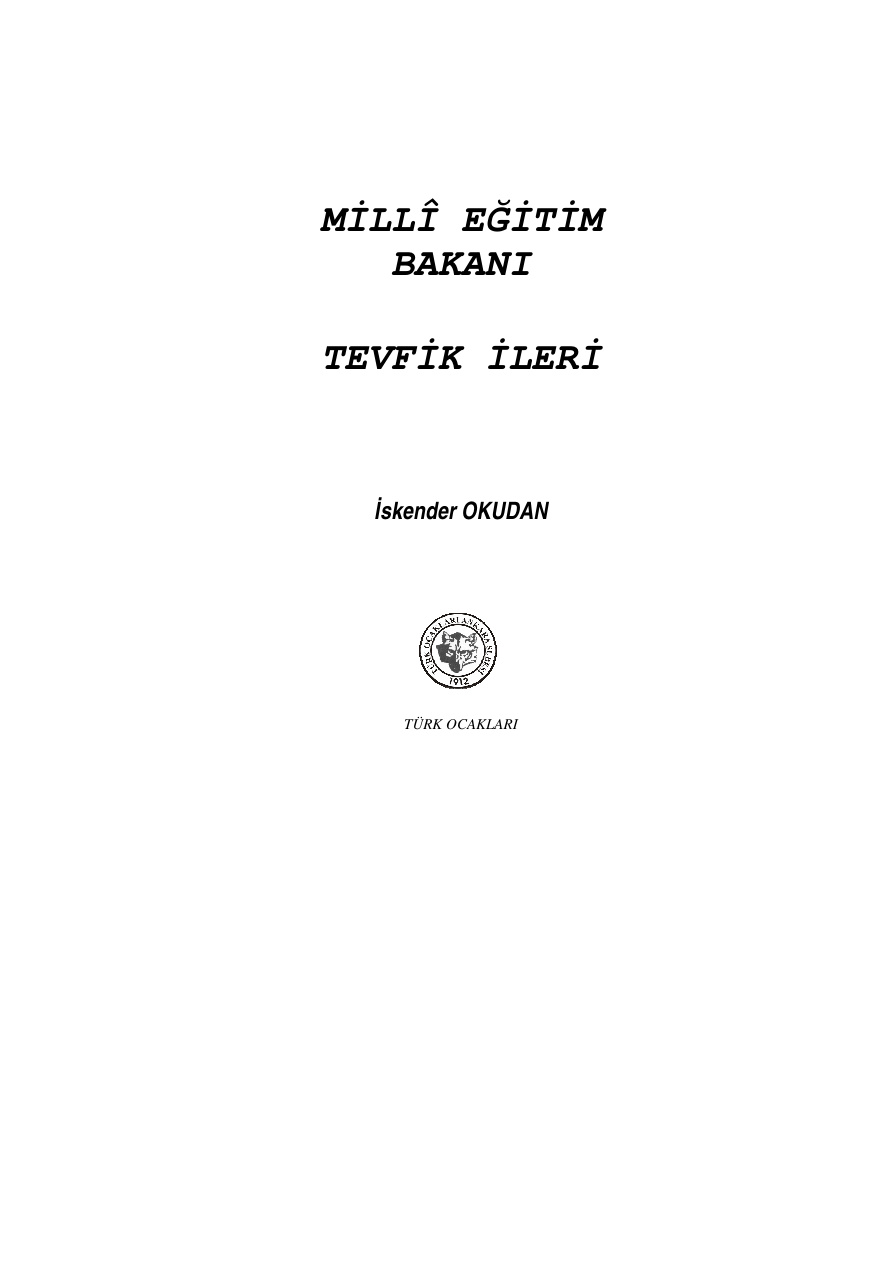 MİLLÎ EĞİTİM BAKANI TEVFİK İLERİ PDF – Kolektif